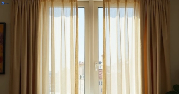 Dull dusty drapes in willawong before professional cleaning